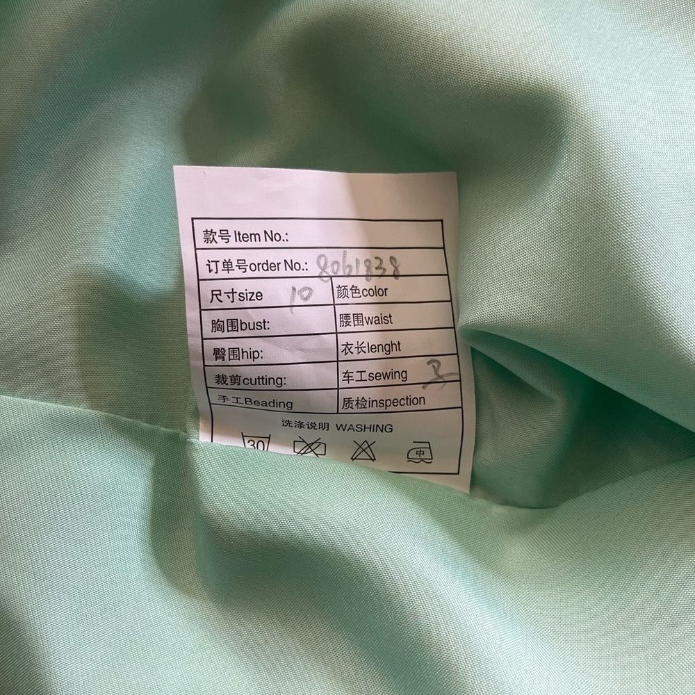 Lace Short Glitter Tulle Cold Shoulder Formal Prom Dress Size 10 Light Green.NWT - Picture 7 of 10
